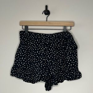 Abercrombie & Fitch Black Ground Multi-Heart Printed Skort with Side Tie (S)